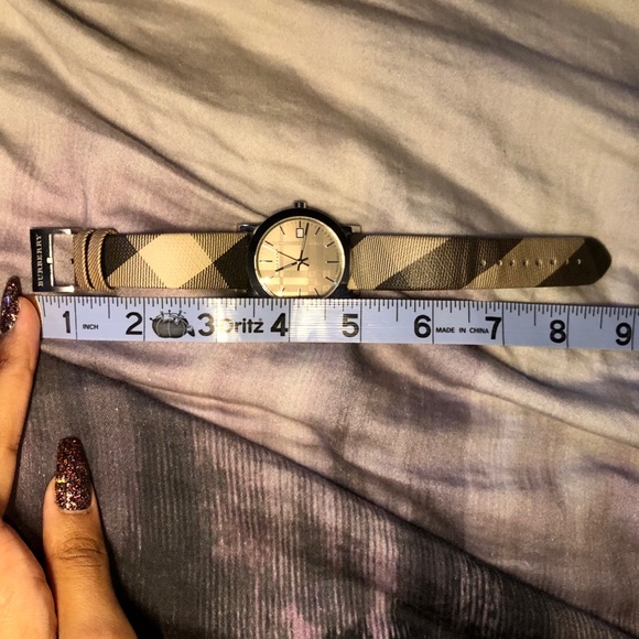 Burberry Unisex Canvas Strap Check Watch, Silver - Picture 6 of 7
